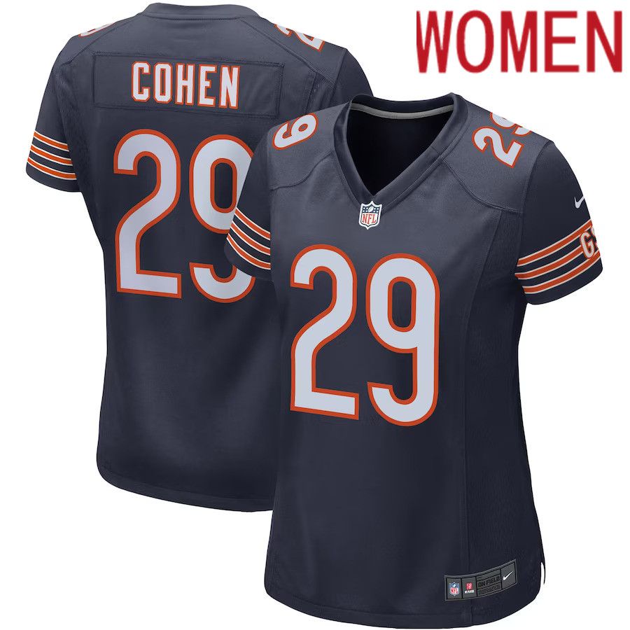 Women Chicago Bears 29 Tarik Cohen Nike Navy Game Player NFL Jersey
